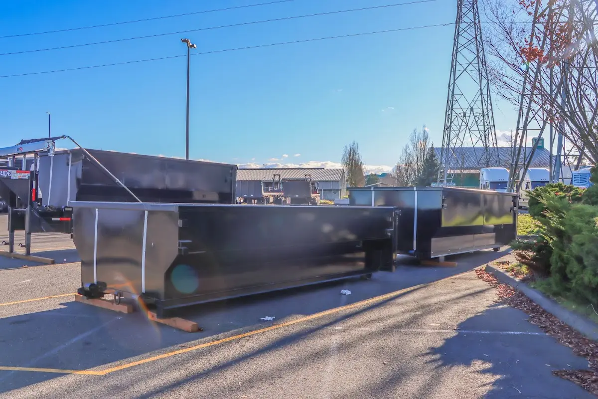Roll-off dumpster ready for waste disposal at job site for Roll Off Dumpster Rental in Richmond
